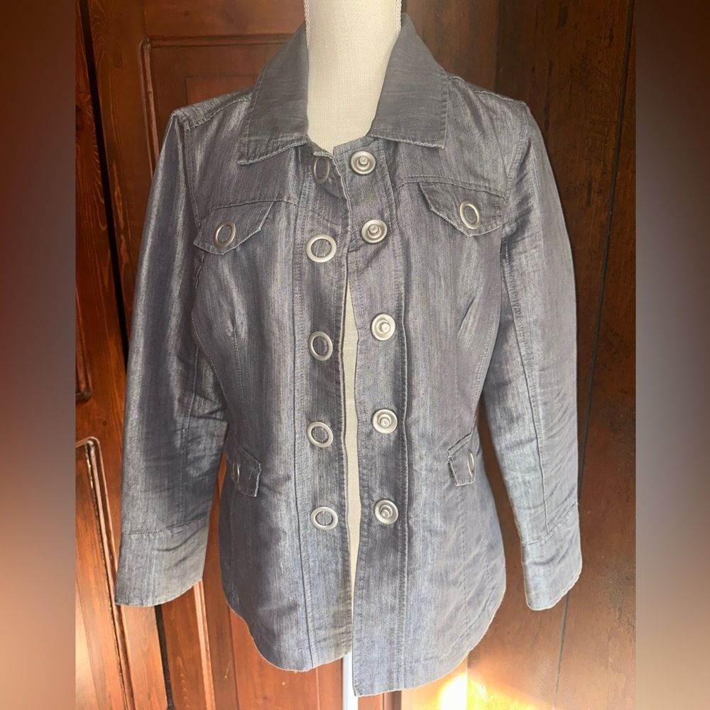 Womens Live A Little LAL Jacket Medium -‎ Metallic Silver Gray Lightweight